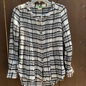 Anthropologie Black Plaid Long Sleeve Button Down